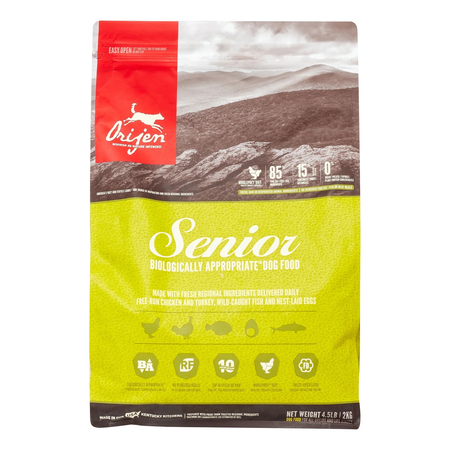 Senior Biologically Appropriate Grain-Free Chicken, Turkey & Fish Senior Dry Dog Food, 4.5 Lb