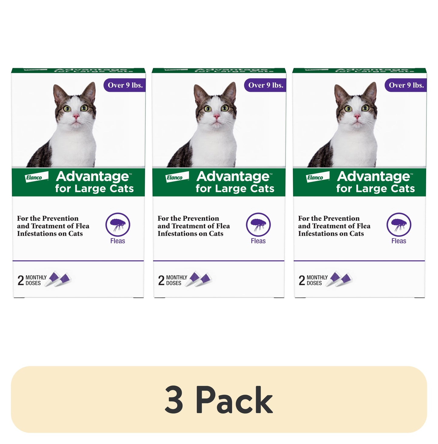 (3 Pack) Topical Flea Treatment & Prevention for Large Cats over 9 Lbs. (2 Count)
