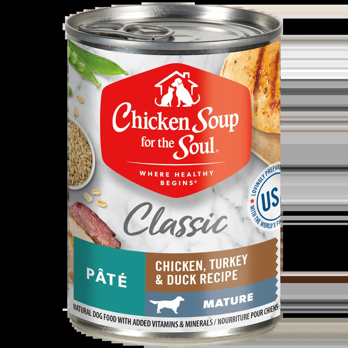(12 Pack) Chicken Soup Senior Wet Dog Food, Chicken, Turkey & Duck Pate, 13 Oz Cans
