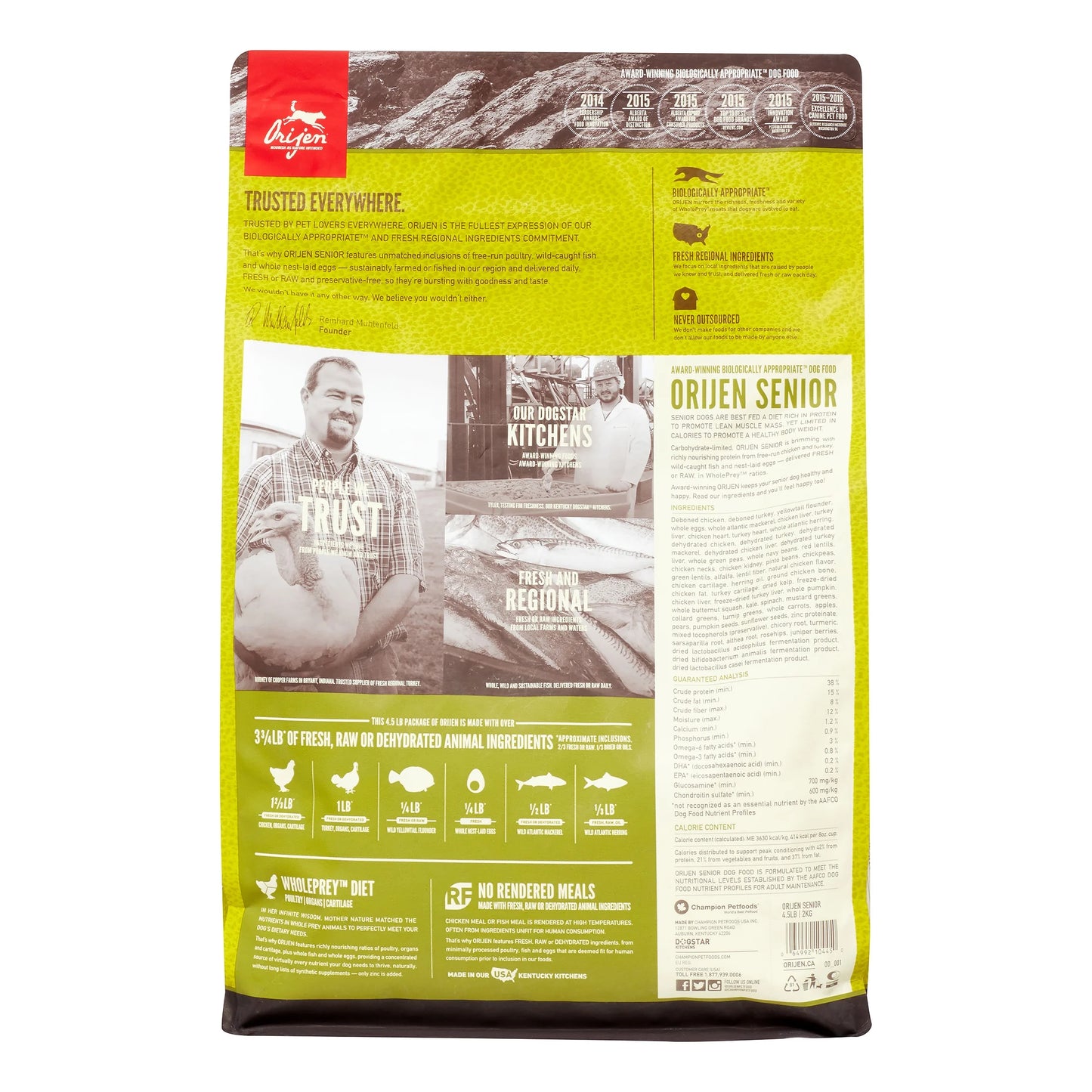 Senior Biologically Appropriate Grain-Free Chicken, Turkey & Fish Senior Dry Dog Food, 4.5 Lb