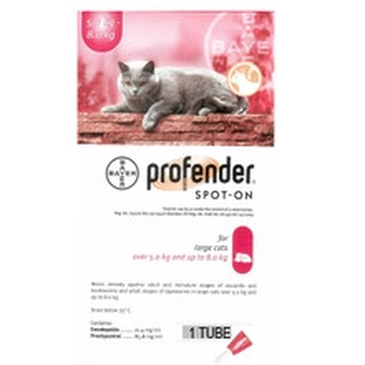 Profender Spot-On for Large Cats over 5Kg (11Lbs) and up to 8Kg (17Lbs), Single Tube Pack