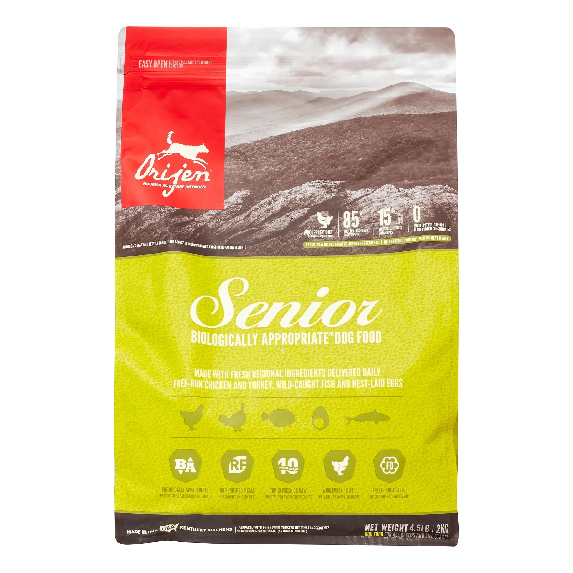 Senior Biologically Appropriate Grain-Free Chicken, Turkey & Fish Senior Dry Dog Food, 4.5 Lb