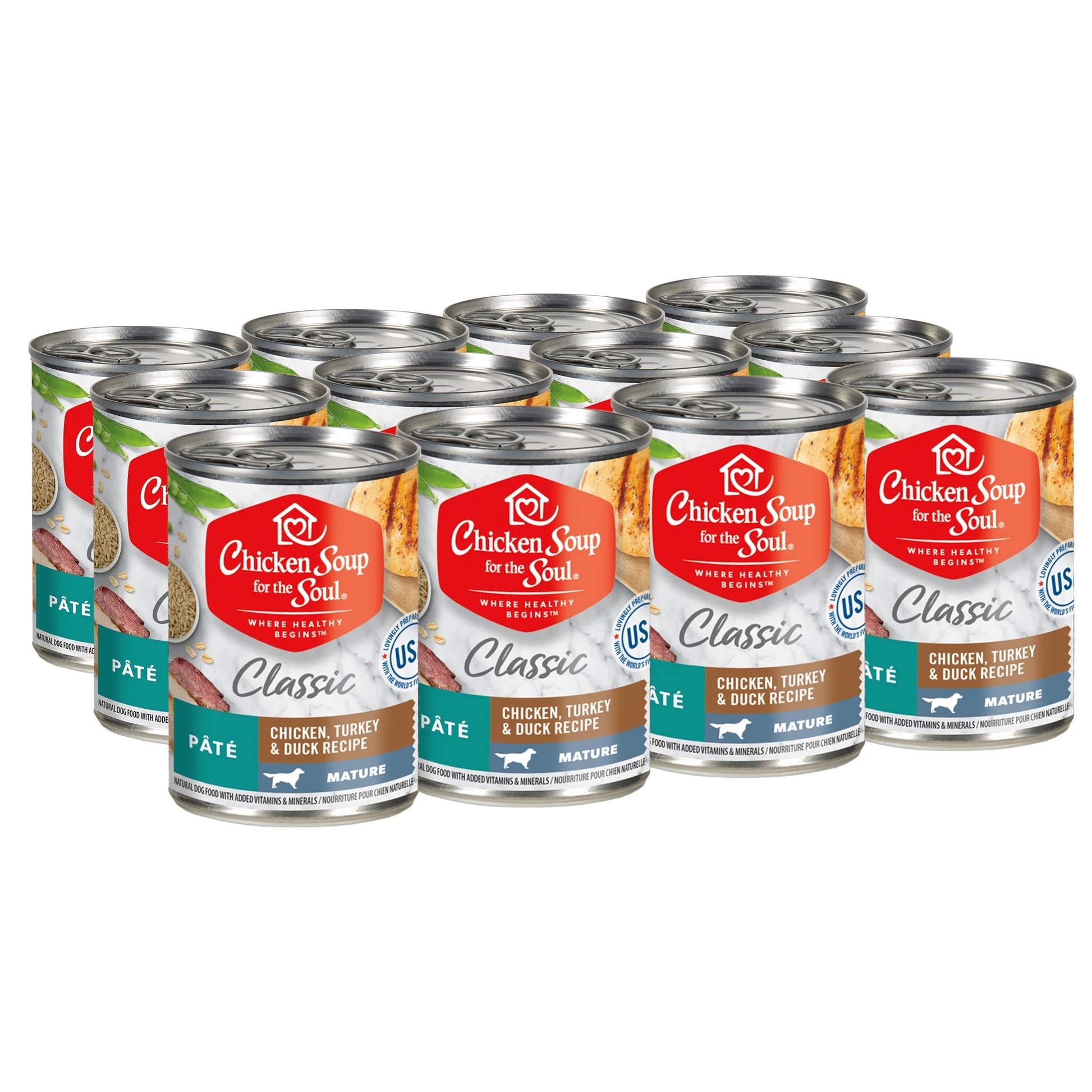 (12 Pack) Chicken Soup Senior Wet Dog Food, Chicken, Turkey & Duck Pate, 13 Oz Cans
