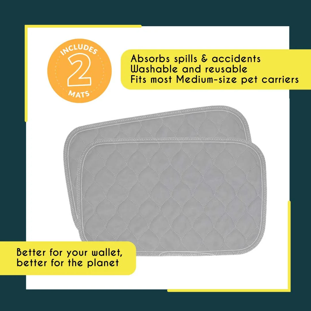 Premium Washable Pet Carrier Pads, Reusable, Waterproof & Absorbent, Dog and Cat Pads for Lining Travel Carriers, Litter Boxes, Pet Crates & More, 17.5" X 11" (Pack of 2)