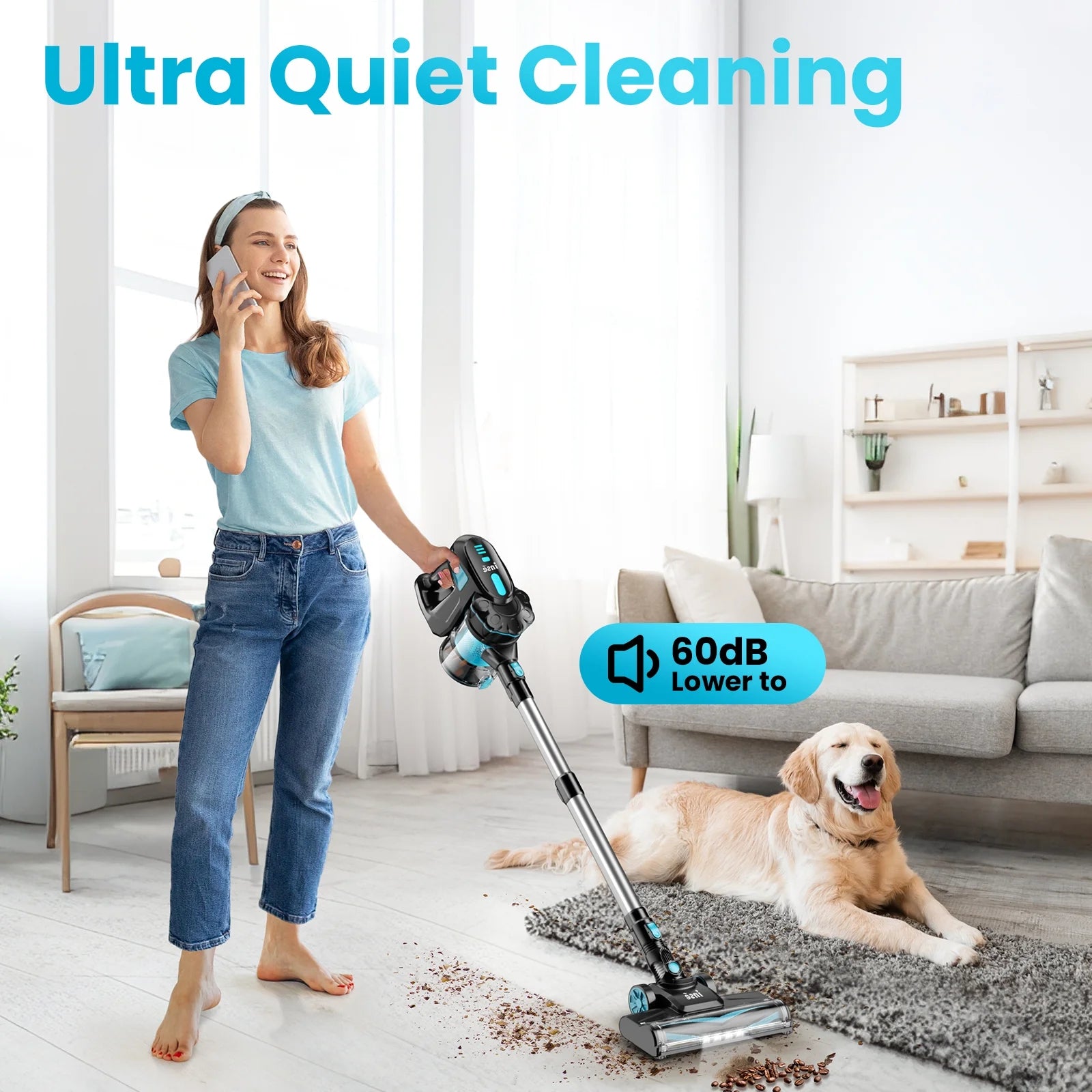 Cordless Vacuum Cleaners, 6-In-1 Lightweight Stick Vacuum for Hardwood Floor Carpet Pet Hair, V770