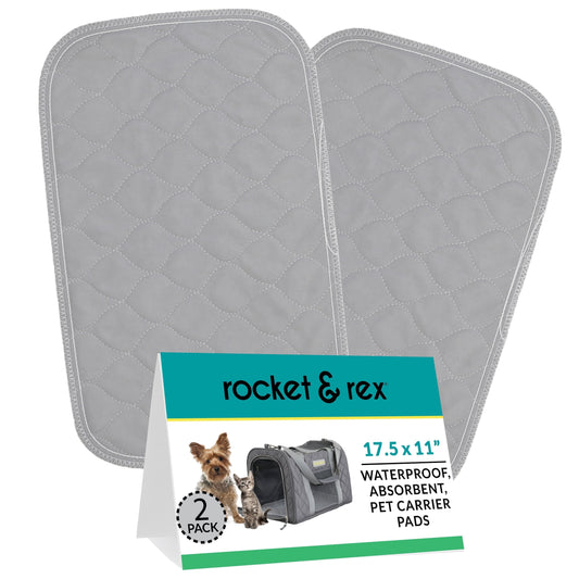 Premium Washable Pet Carrier Pads, Reusable, Waterproof & Absorbent, Dog and Cat Pads for Lining Travel Carriers, Litter Boxes, Pet Crates & More, 17.5" X 11" (Pack of 2)